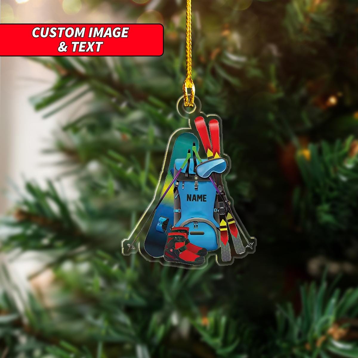 Personalized Skiing Christmas Ornament, Skiing Christmas Ornament, Custom Name Acrylic Ornament, Skiing Hobby, Christmas Ornament ORNO5