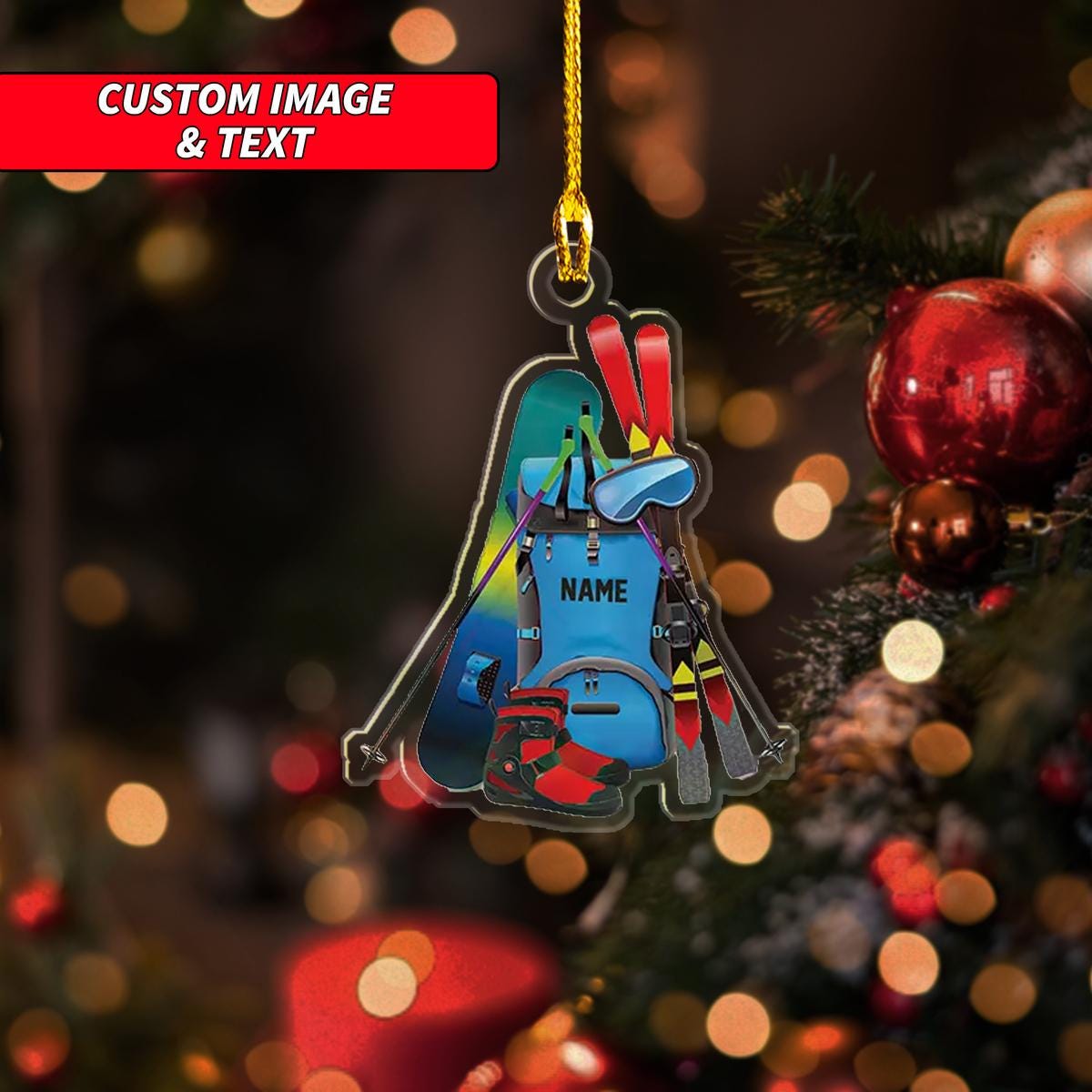 Personalized Skiing Christmas Ornament, Skiing Christmas Ornament, Custom Name Acrylic Ornament, Skiing Hobby, Christmas Ornament ORNO5
