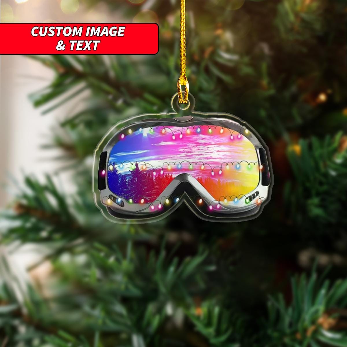 Personalized Skiing Sport Glass Christmas Ornament, Skiing Christmas Ornament, Custom Name Acrylic Ornament, Skiing Hobby ORNO5