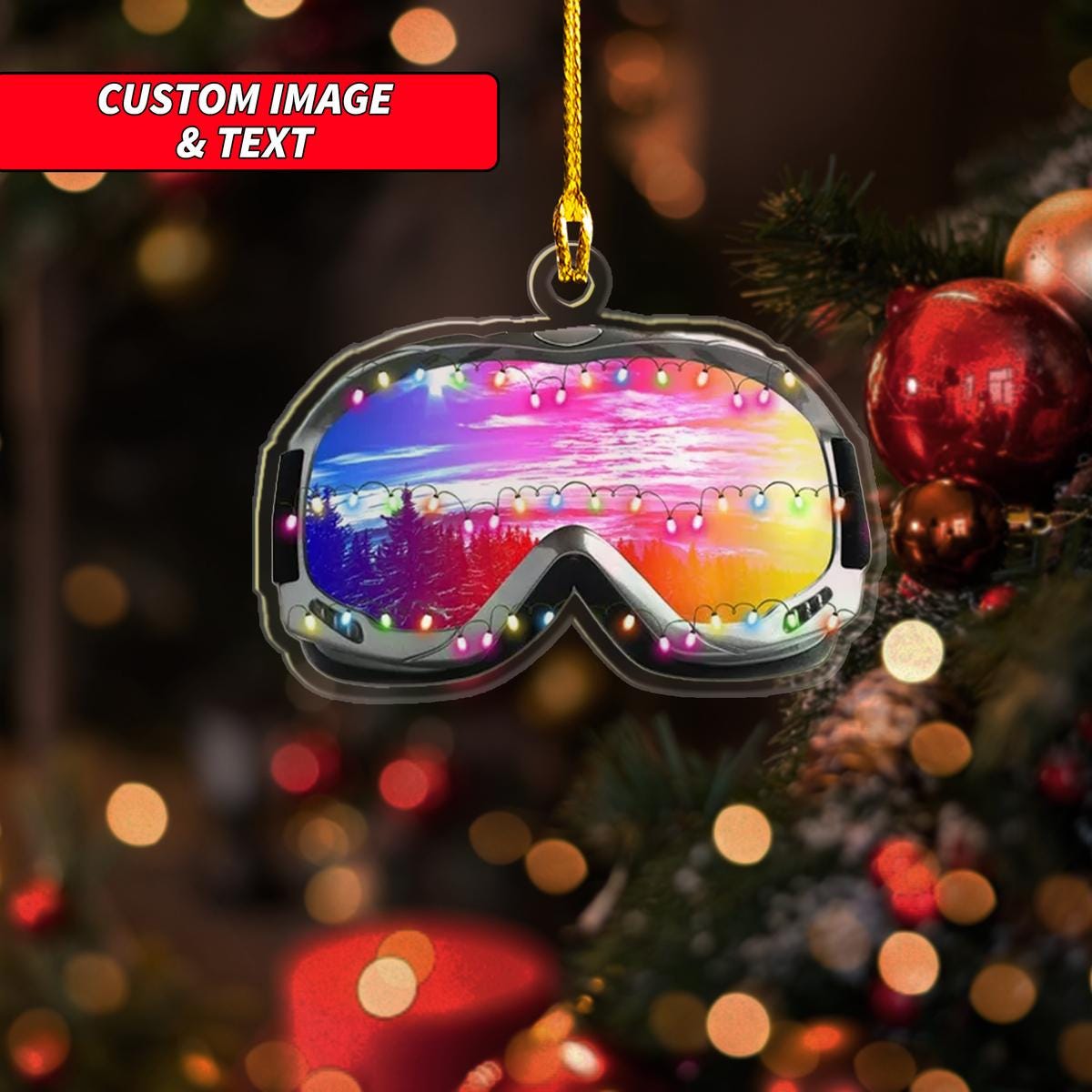 Personalized Skiing Sport Glass Christmas Ornament, Skiing Christmas Ornament, Custom Name Acrylic Ornament, Skiing Hobby ORNO5