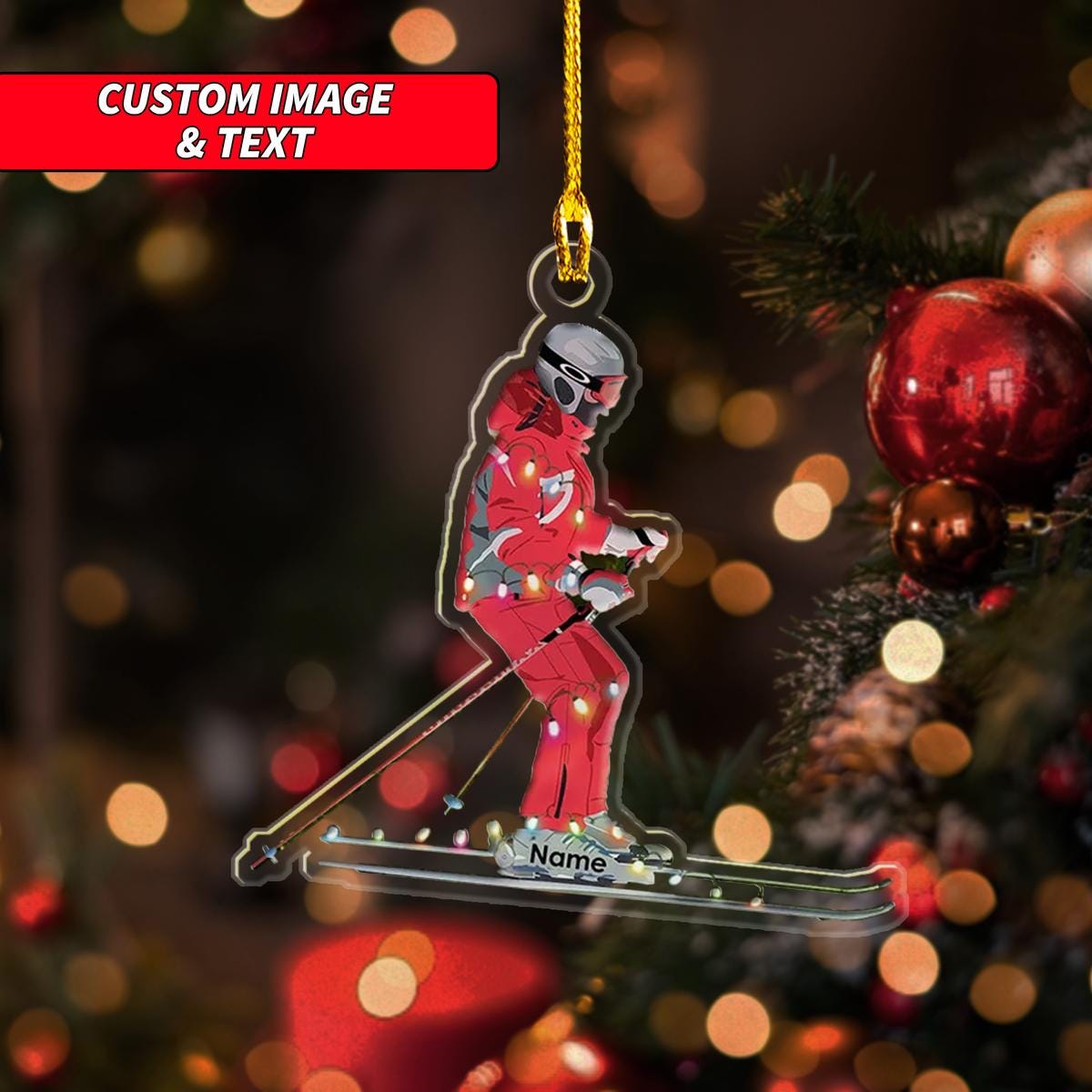 Personalized Snowboarding Christmas Ornament, Snowboarding Christmas Ornament, Custom Name Acrylic Ornament, Snowboarding Hobby ORNO5
