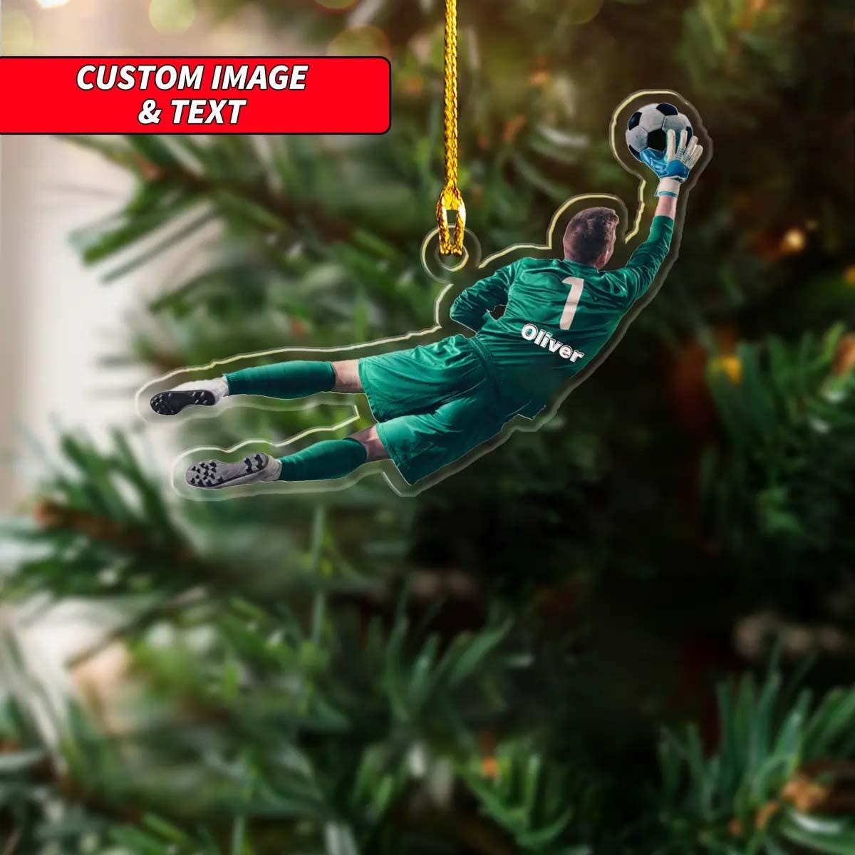 Personalized Soccer Boy Ornament 2024, Custom Image Soccer Player Christmas Ornament 2024, 2D Flat Girl Soccer Player Uniform Ornament ORNO5