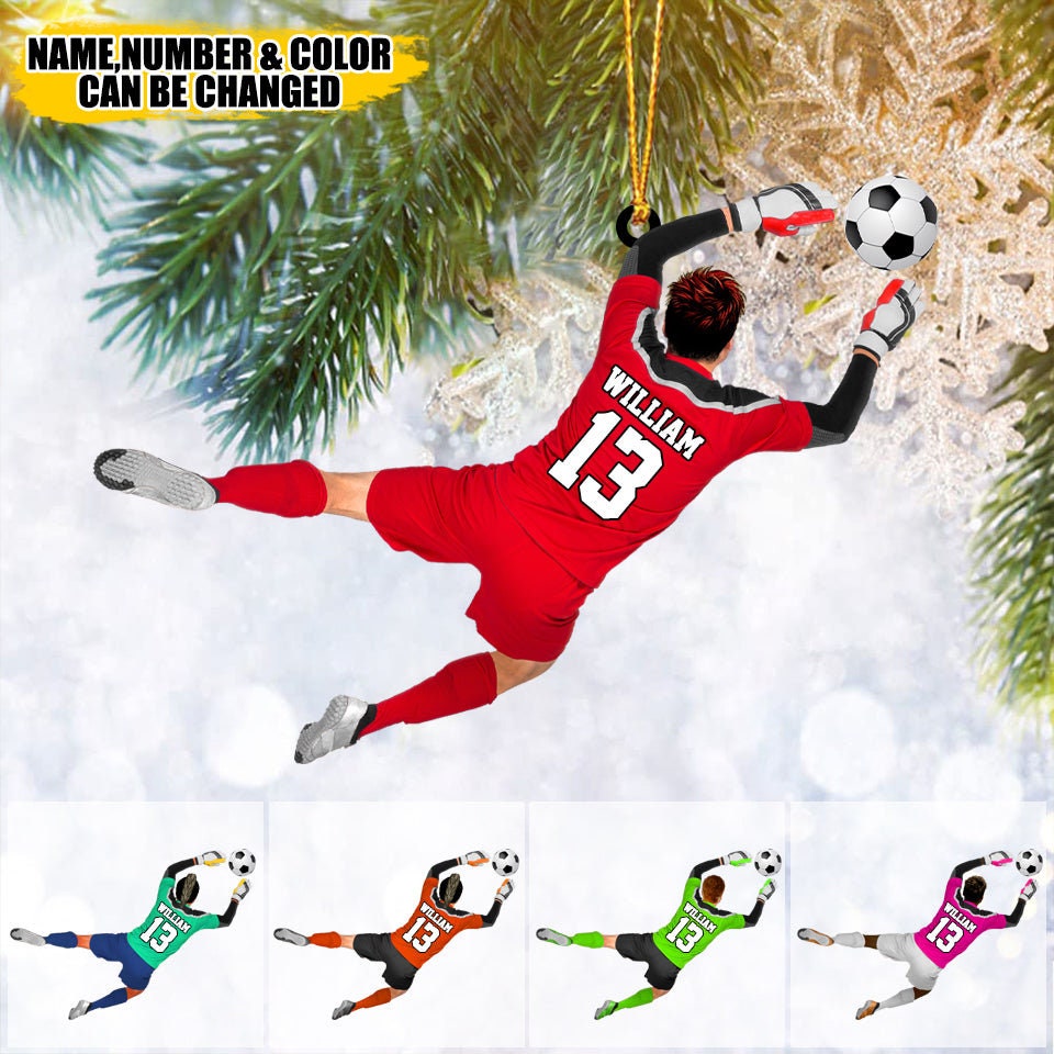 Personalized Soccer Goalkeeper Ornament, Soccer Player Ornament, Custom Name Number Soccer Ornament, Soccer Keepsake, Soccer Christmas Gift ORH1710N