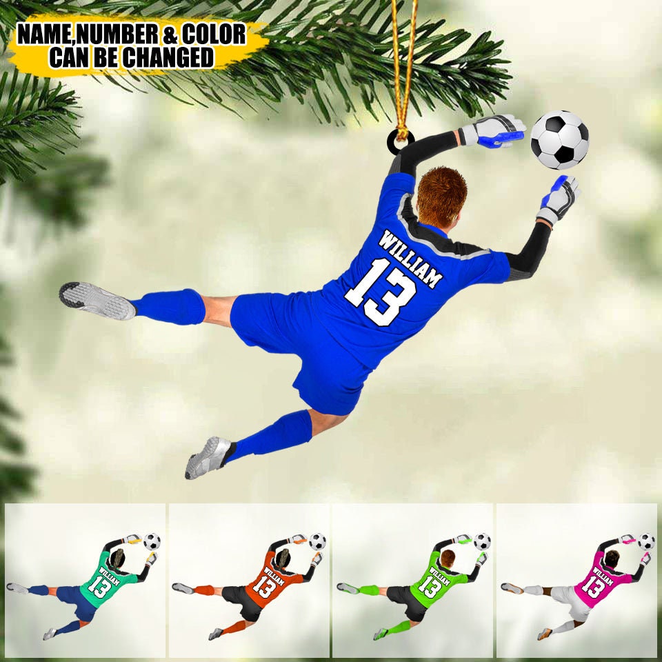 Personalized Soccer Goalkeeper Ornament, Soccer Player Ornament, Custom Name Number Soccer Ornament, Soccer Keepsake, Soccer Christmas Gift ORH1710N
