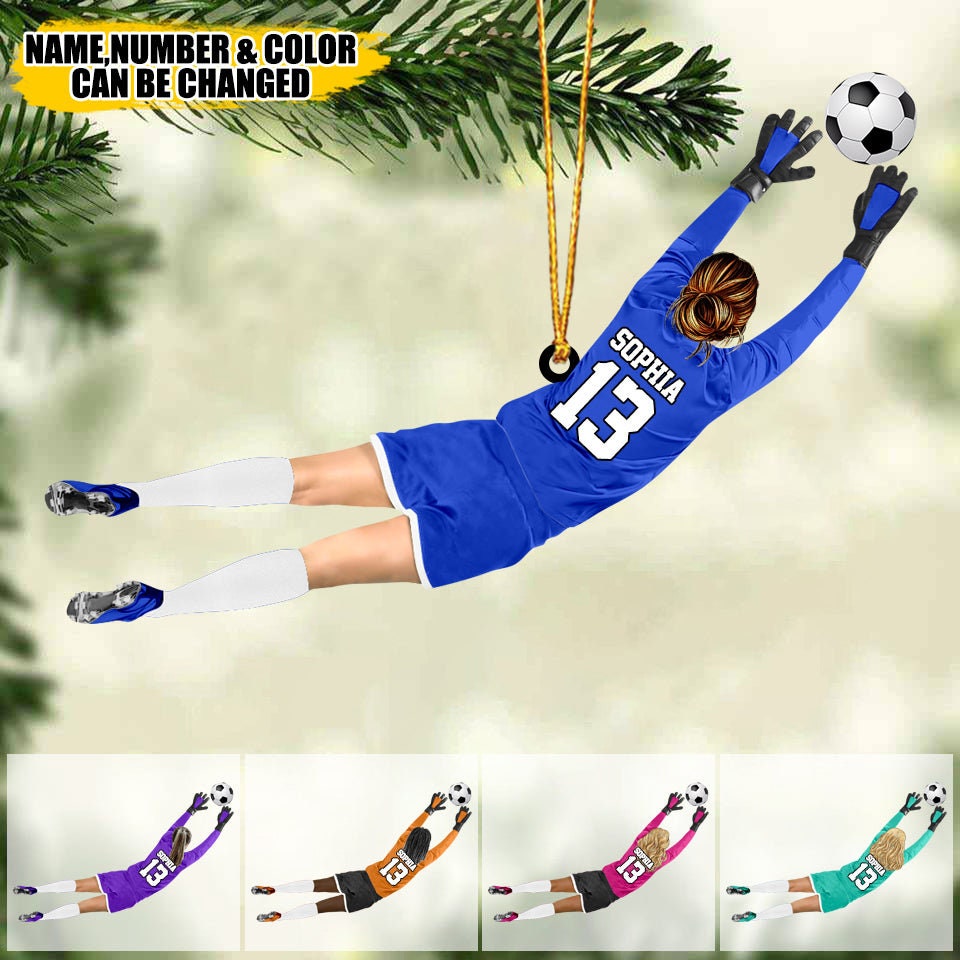 Personalized Soccer Goalkeeper Ornament, Soccer Player Ornament, Custom Name Soccer Girl Ornament, Soccer Keepsake, Soccer Christmas Gift ORH1710N