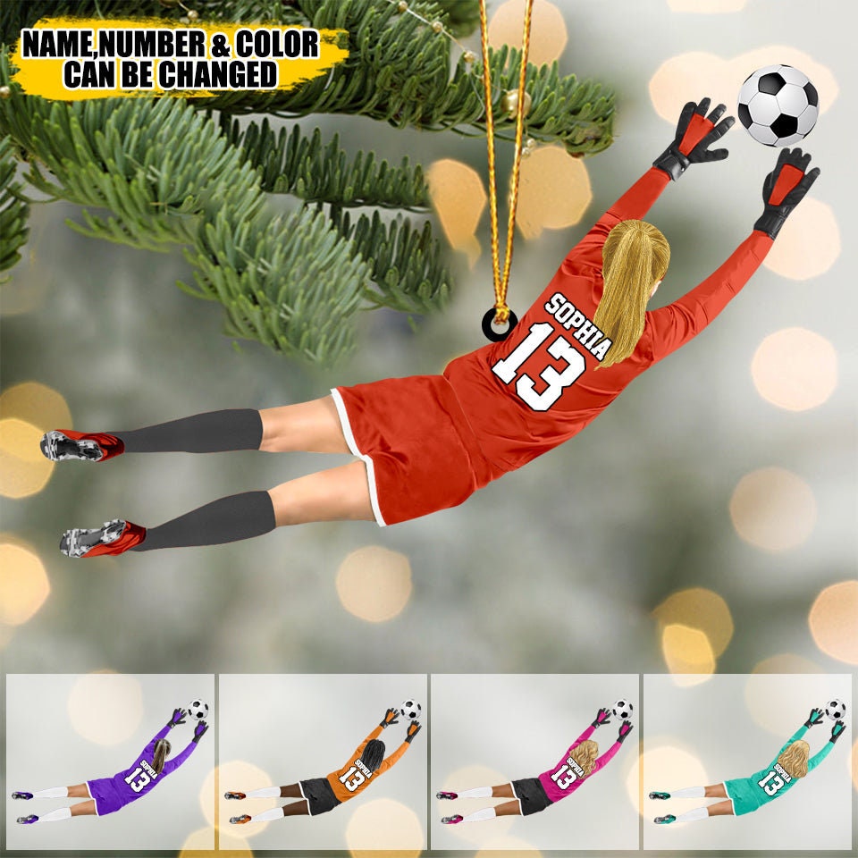 Personalized Soccer Goalkeeper Ornament, Soccer Player Ornament, Custom Name Soccer Girl Ornament, Soccer Keepsake, Soccer Christmas Gift ORH1710N