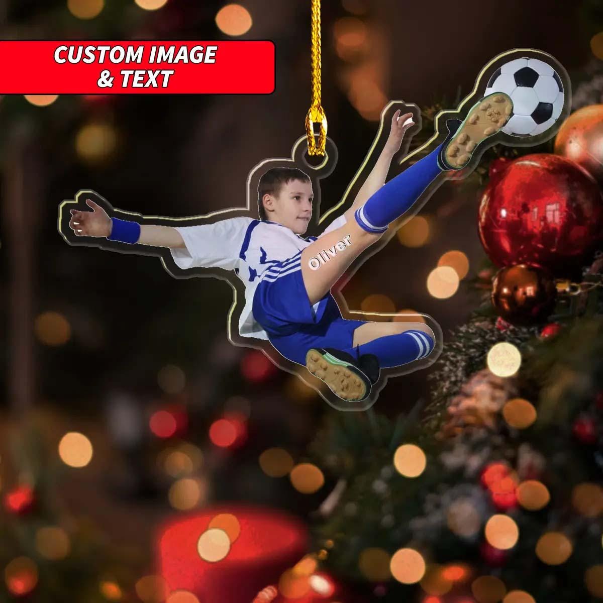 Personalized Soccer Player Ornament, Custom Image Soccer Boy Ornament, Custom Soccer Ornament, 2D Flat Soccer Lovers Ornament ORNO5