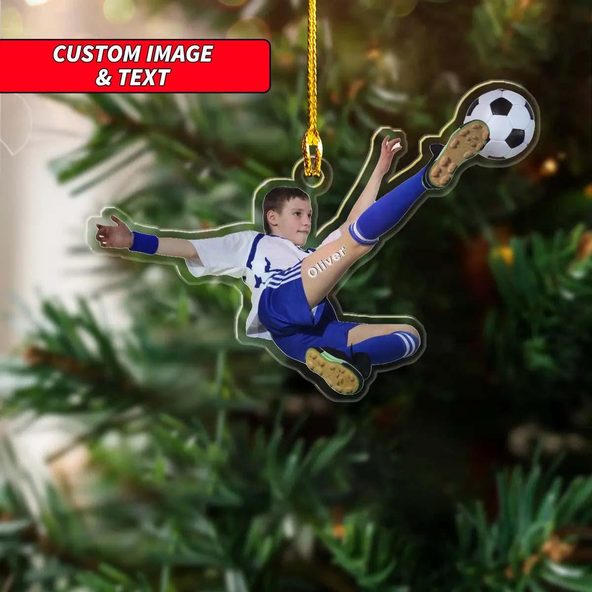 Personalized Soccer Player Ornament, Custom Image Soccer Boy Ornament, Custom Soccer Ornament, 2D Flat Soccer Lovers Ornament ORNO5