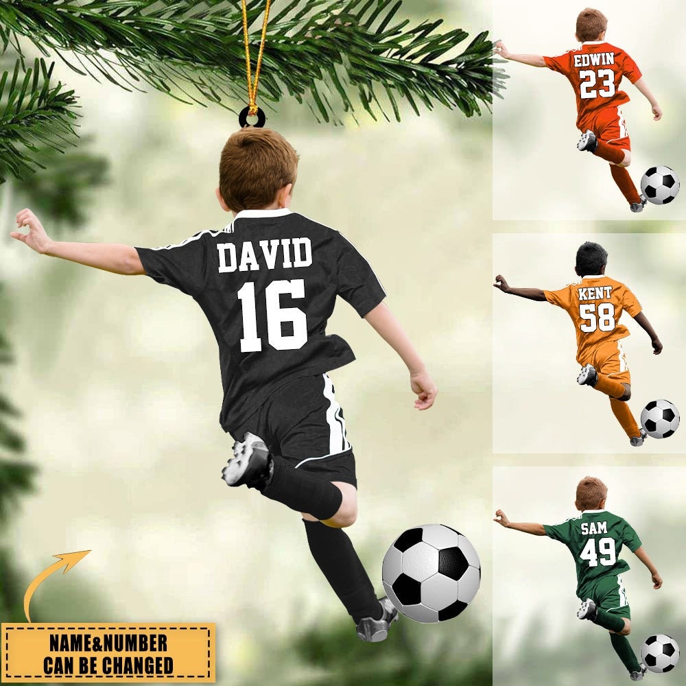 Personalized Soccer Player Ornament, Soccer Boy Ornament, Custom Soccer Ornament, Soccer Keepsake, Soccer Christmas Ornament ORH1710N