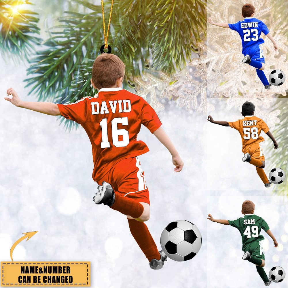 Personalized Soccer Player Ornament, Soccer Boy Ornament, Custom Soccer Ornament, Soccer Keepsake, Soccer Christmas Ornament ORH1710N