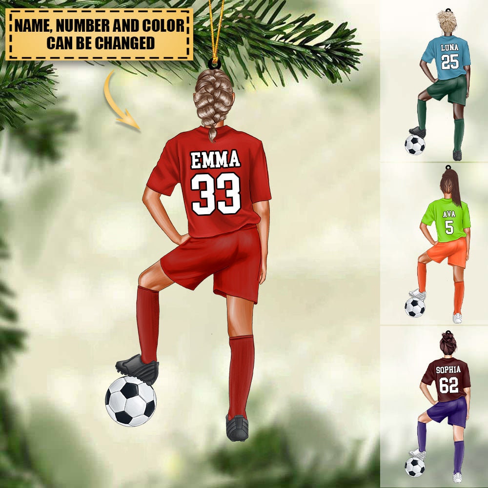 Personalized Soccer Player Ornament, Soccer Girl Boy Ornament, Custom Name Number Soccer Ornament, Soccer Keepsake, Soccer Christmas Gift ORH1710N
