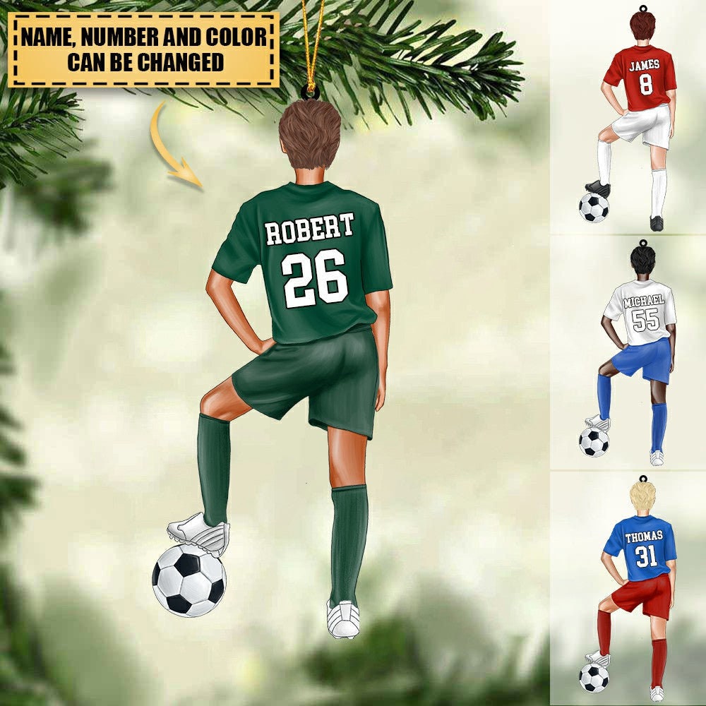 Personalized Soccer Player Ornament, Soccer Girl Boy Ornament, Custom Name Number Soccer Ornament, Soccer Keepsake, Soccer Christmas Gift ORH1710N