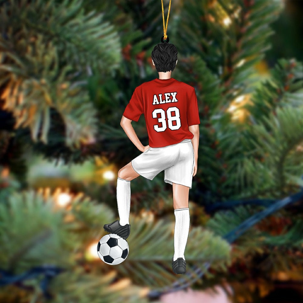 Personalized Soccer Player Ornament, Soccer Girl Boy Ornament, Custom Name Number Soccer Ornament, Soccer Keepsake, Soccer Christmas Gift ORH1710N