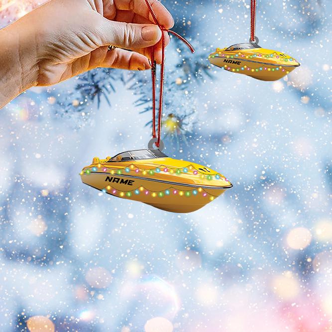 Personalized Speed Boat Christmas Ornament, Speedboat Christmas Ornament, Yacht Ornament Decor, Cruising Travel Ornament Gift HAOR0611