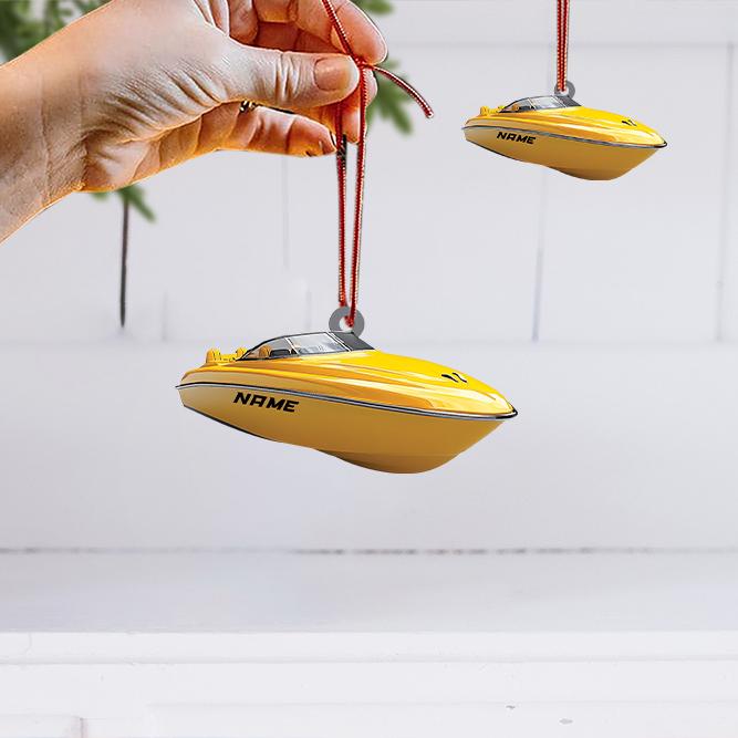 Personalized Speed Boat Christmas Ornament, Speedboat Christmas Ornament, Yacht Ornament Decor, Cruising Travel Ornament Gift HAOR0611