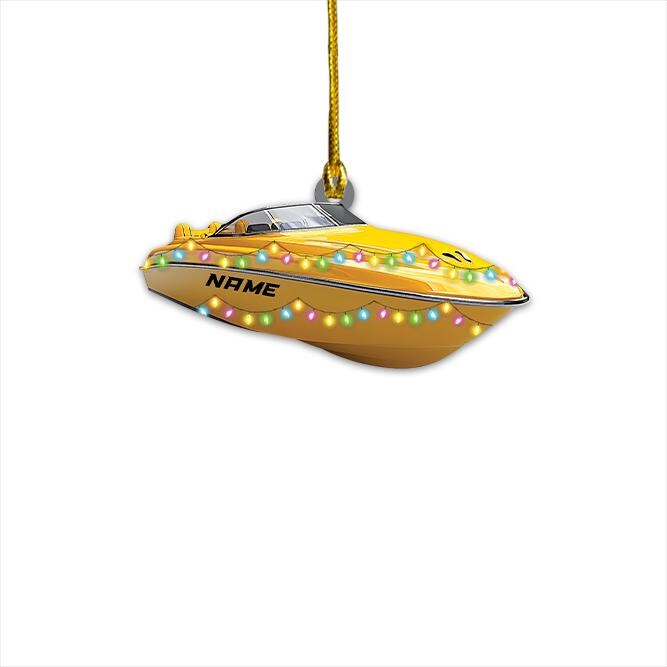 Personalized Speed Boat Christmas Ornament, Speedboat Christmas Ornament, Yacht Ornament Decor, Cruising Travel Ornament Gift HAOR0611