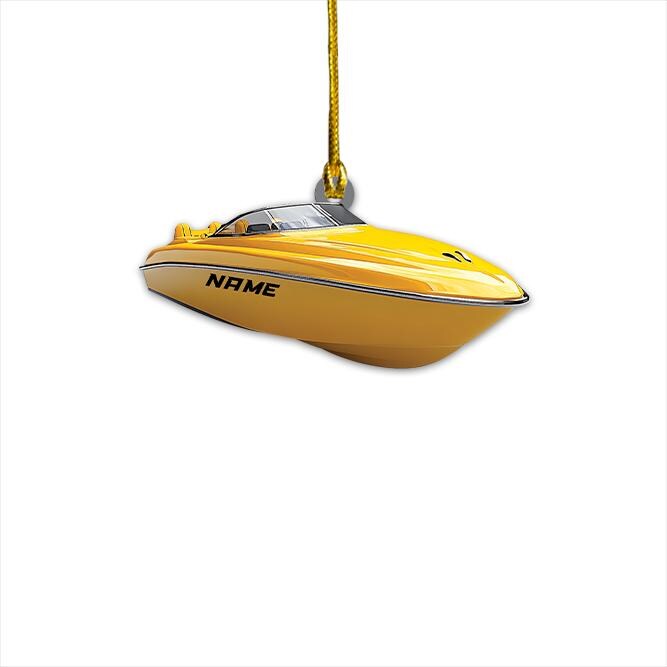 Personalized Speed Boat Christmas Ornament, Speedboat Christmas Ornament, Yacht Ornament Decor, Cruising Travel Ornament Gift HAOR0611