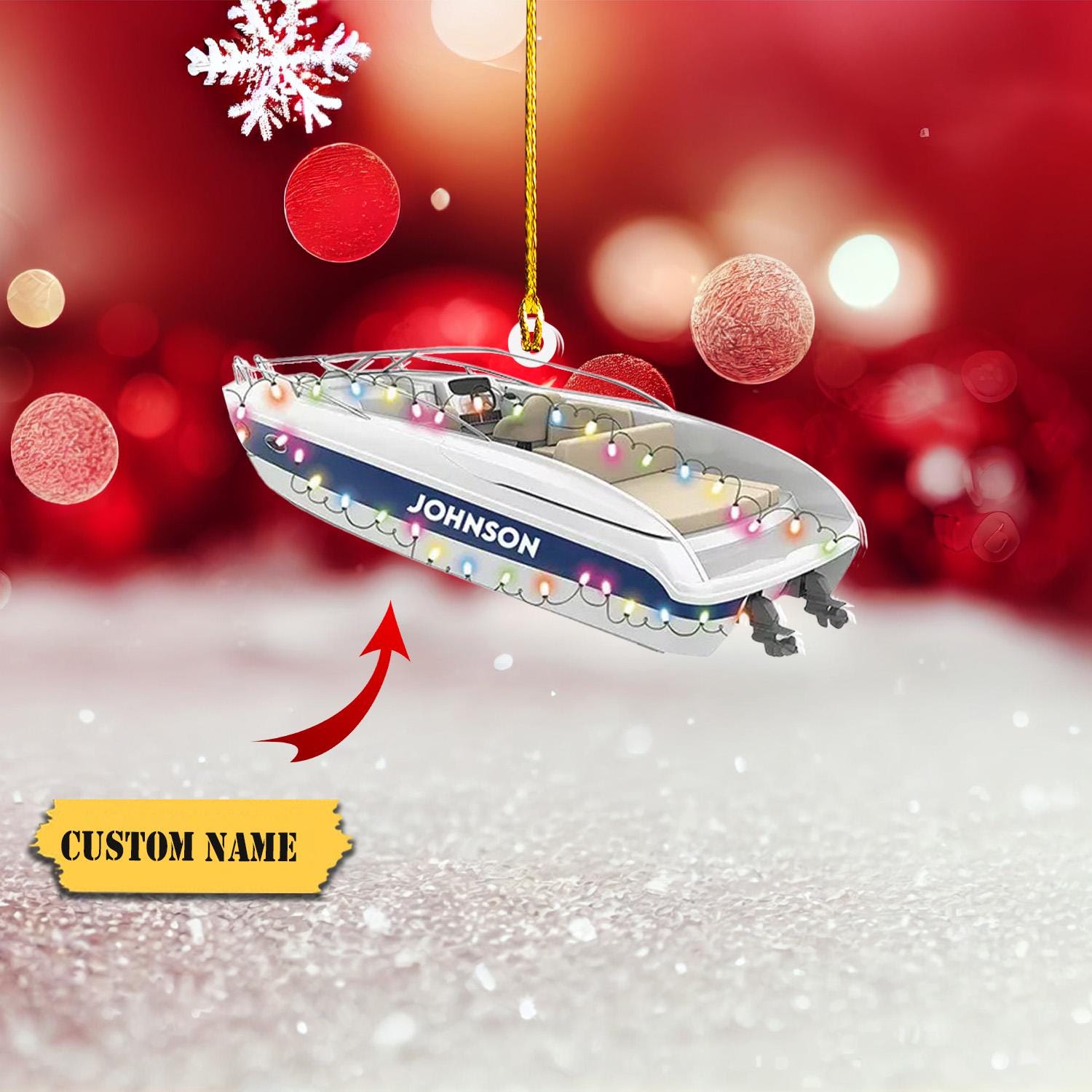 Personalized Speedboat Christmas Ornament 2D, Speedboat Speed Boat Xmas Ornament, Gift For Christmas HAOR0711