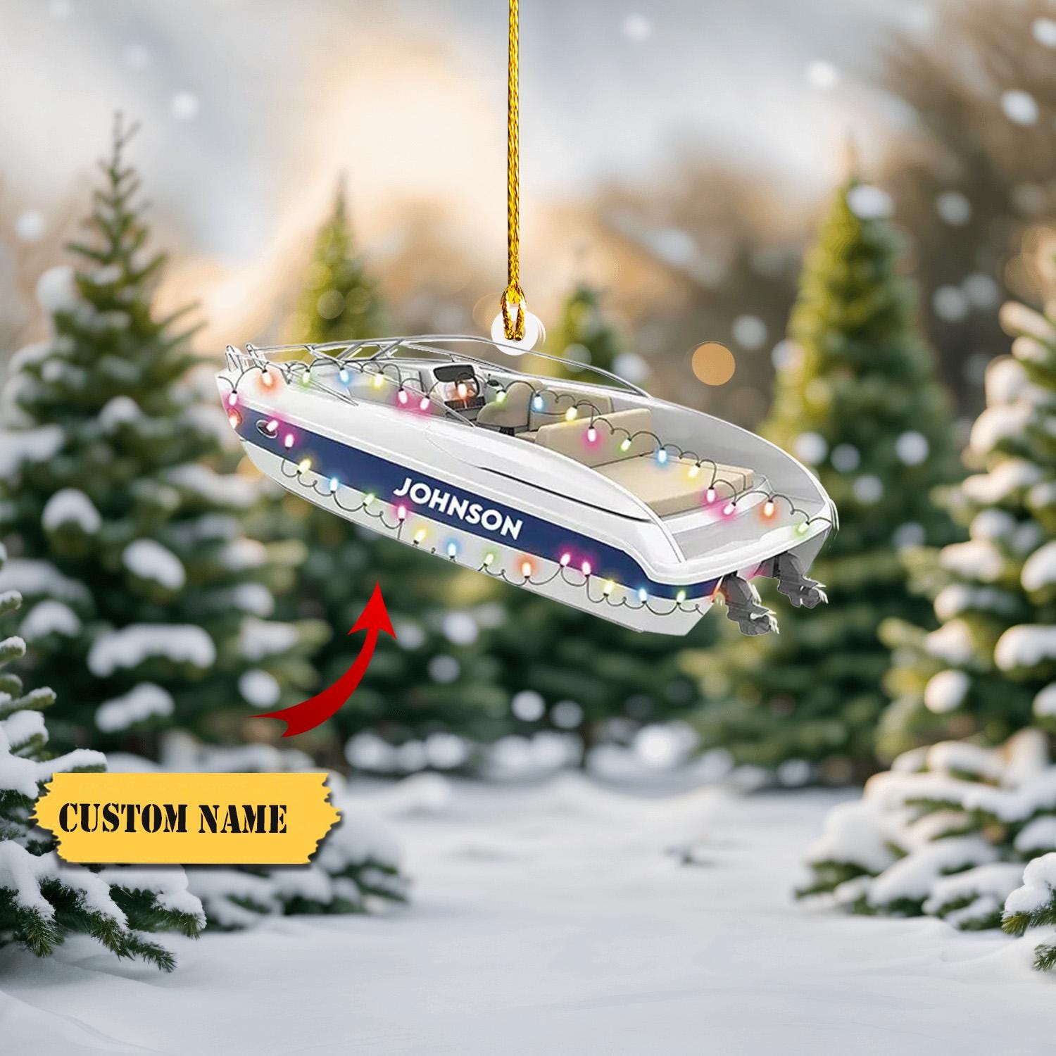 Personalized Speedboat Christmas Ornament 2D, Speedboat Speed Boat Xmas Ornament, Gift For Christmas HAOR0711