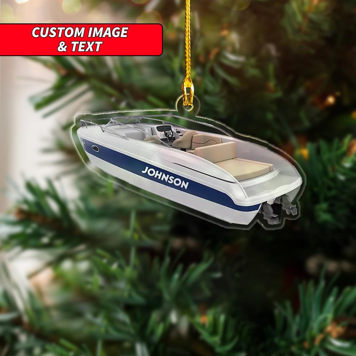 Personalized Speedboat Christmas Ornament, Speedboat Christmas Ornament, Custom Name Acrylic Ornament, Christmas Ornament ORNO5