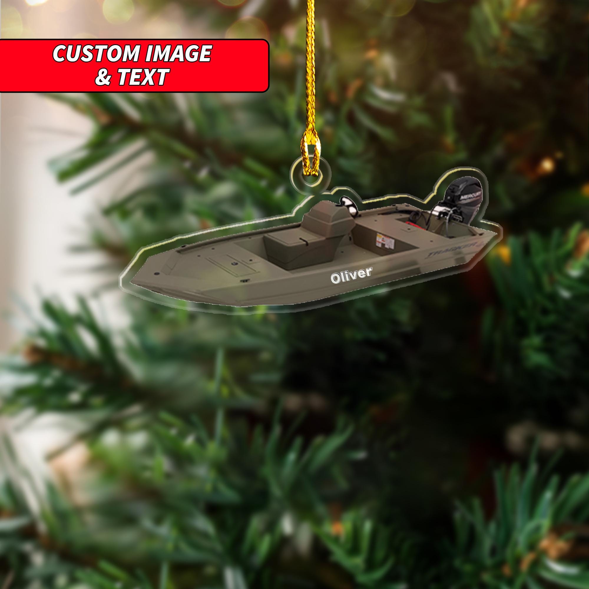Personalized Speedboat Speed Boat Xmas Ornament, 2D Flat Xmas Ornament, Custom Fishing Boat, Yacht Boat, Motor Boat, Wake Boat Ornament ORNO5