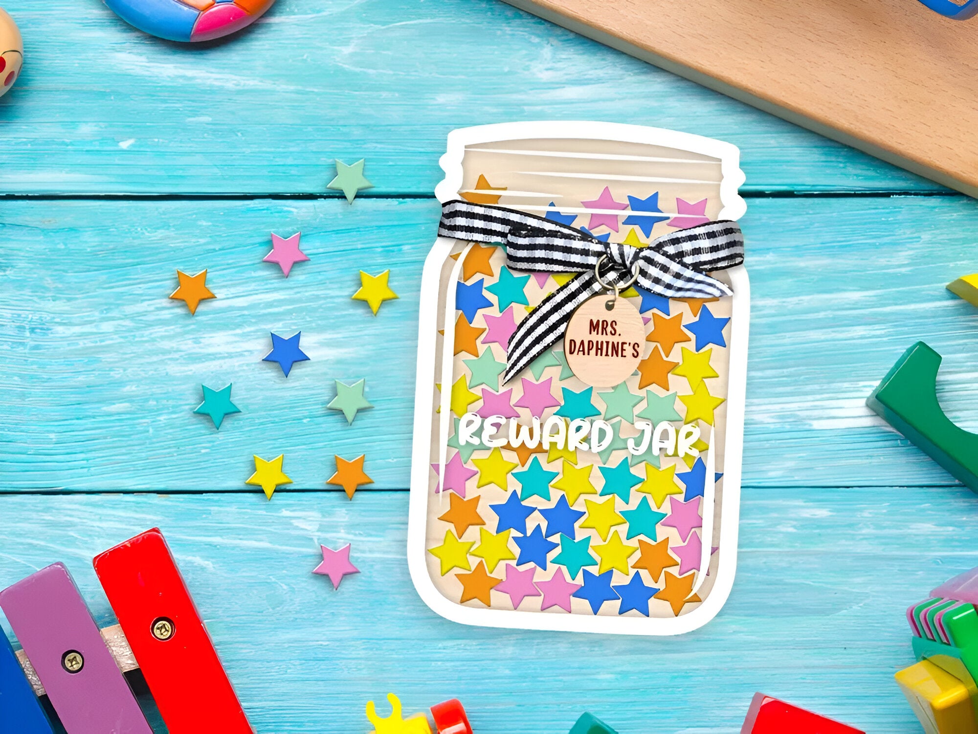 Personalized Stars Reward Jar For Boys Girls, Bulletin Board Chart Gift Potty Training Classroom rejar rejar1