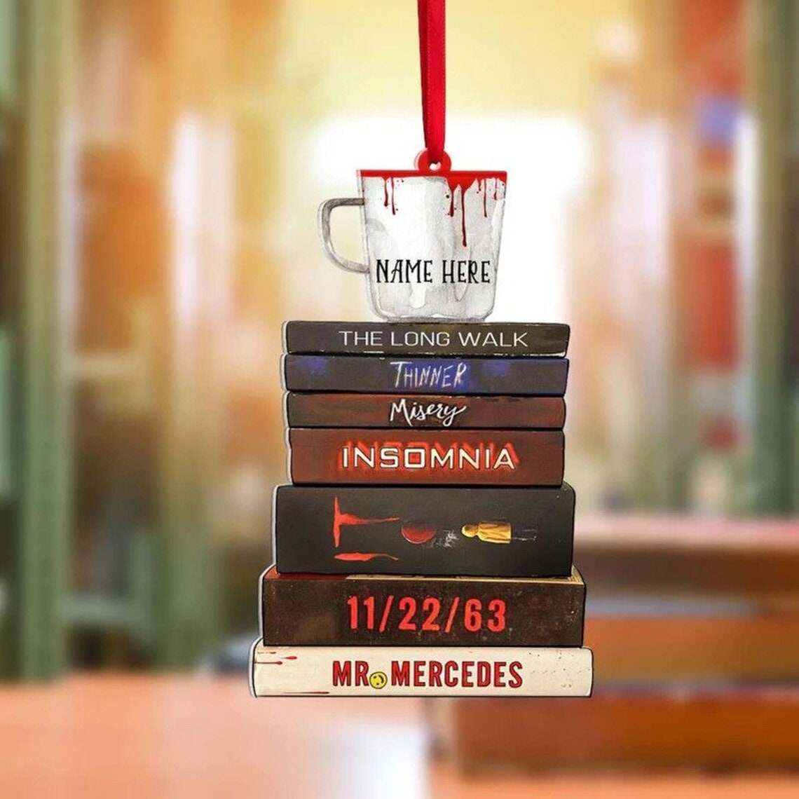 Personalized Stephen King Collection Book Ornament, Book Lover Christmas Ornament Bookaholic Bookstack Acrylic Ornament, Book Lover Gift ORH1710N
