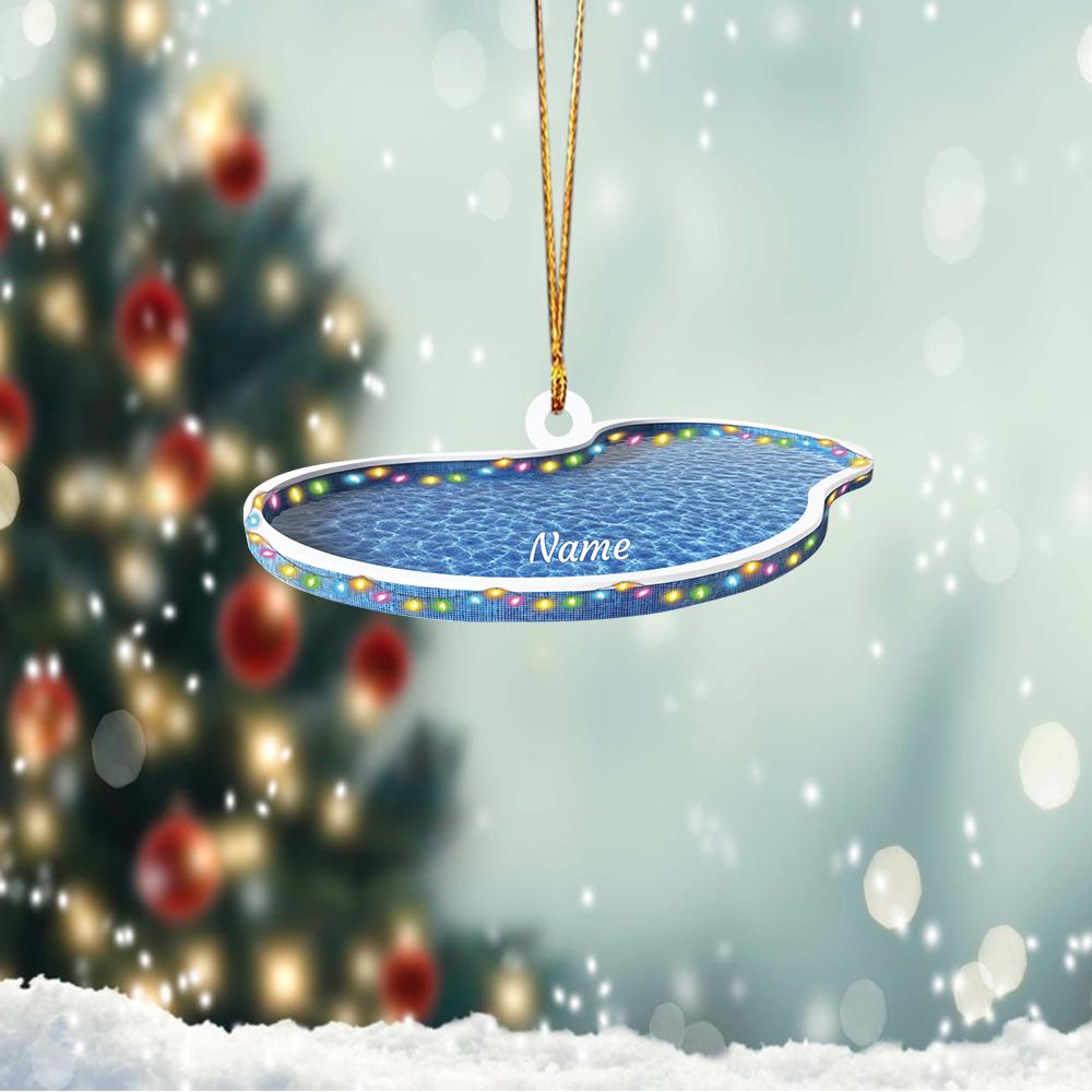 Personalized Swimming Pool Ornament, Swimming Pool Christmas Ornament, Pool Lovers Ornament Gift, Pool Holiday Ornament Decor HAOR0611