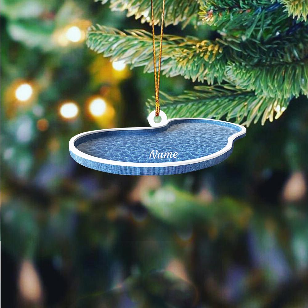 Personalized Swimming Pool Ornament, Swimming Pool Christmas Ornament, Pool Lovers Ornament Gift, Pool Holiday Ornament Decor HAOR0611