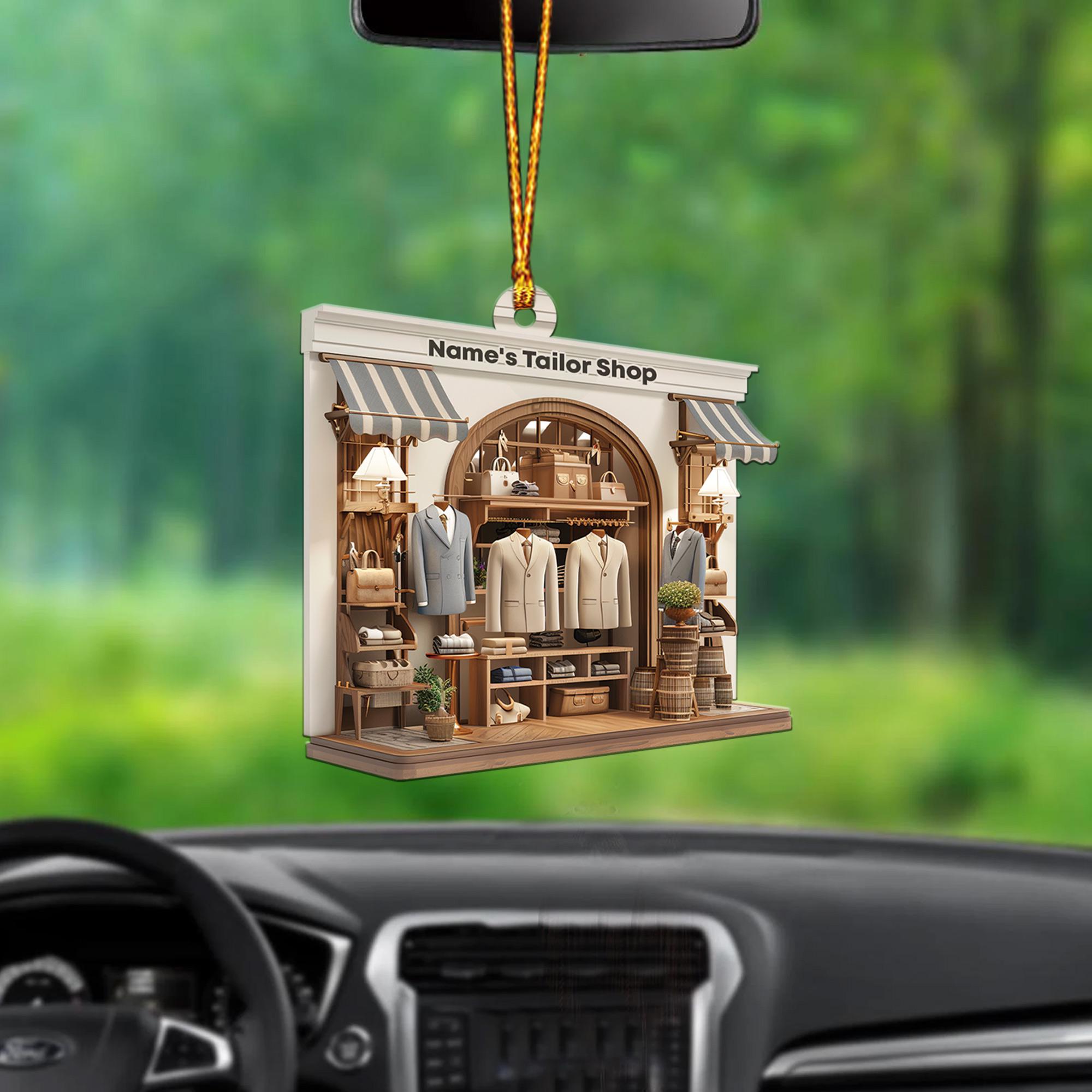 Personalized Tailor Shop 2D Flat Christmas Ornament, Tailor Shop Car Ornament, Tailor Shop Owner Holiday Gift Housewarming Gift HAOR0611