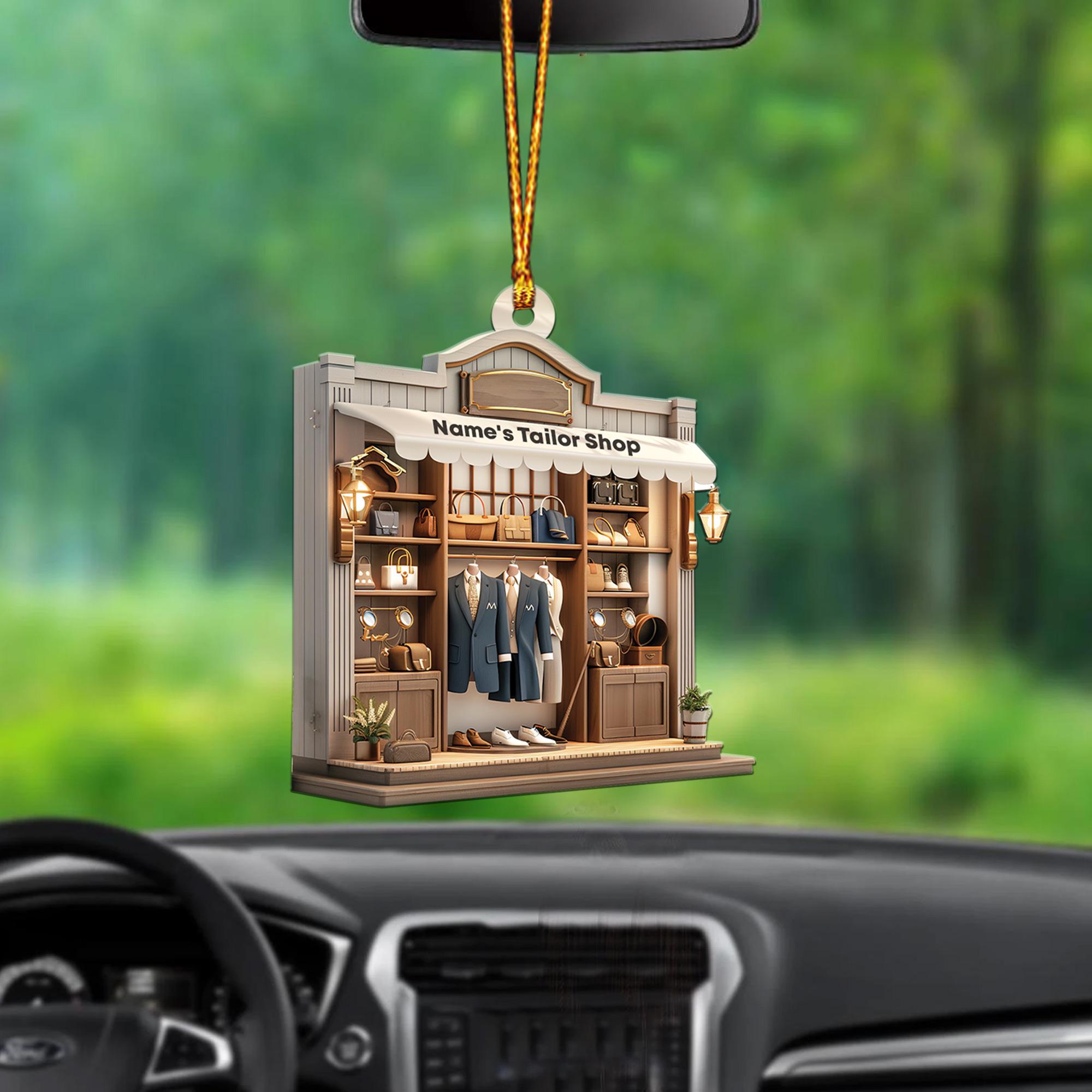 Personalized Tailor Shop 2D Flat Christmas Ornament, Tailor Shop Car Ornament, Tailor Shop Owner Holiday Gift Housewarming Gift 1 HAOR0611