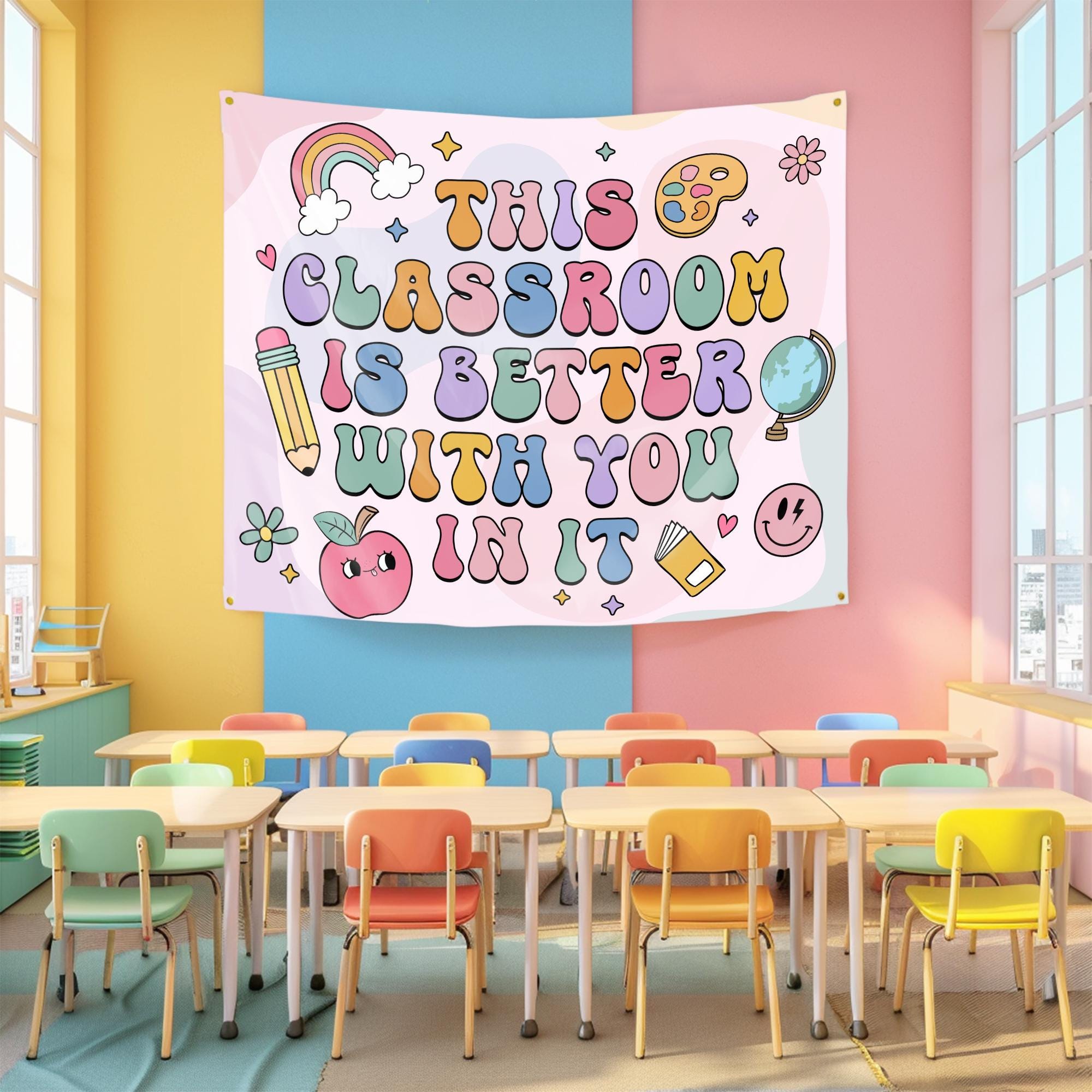 Personalized Teacher Classroom Tapestry, Teacher Gift, Classroom Decor, Custom Teacher Name Tapestry, Welcome to Class Decor,Custom Tapestry TAPES1