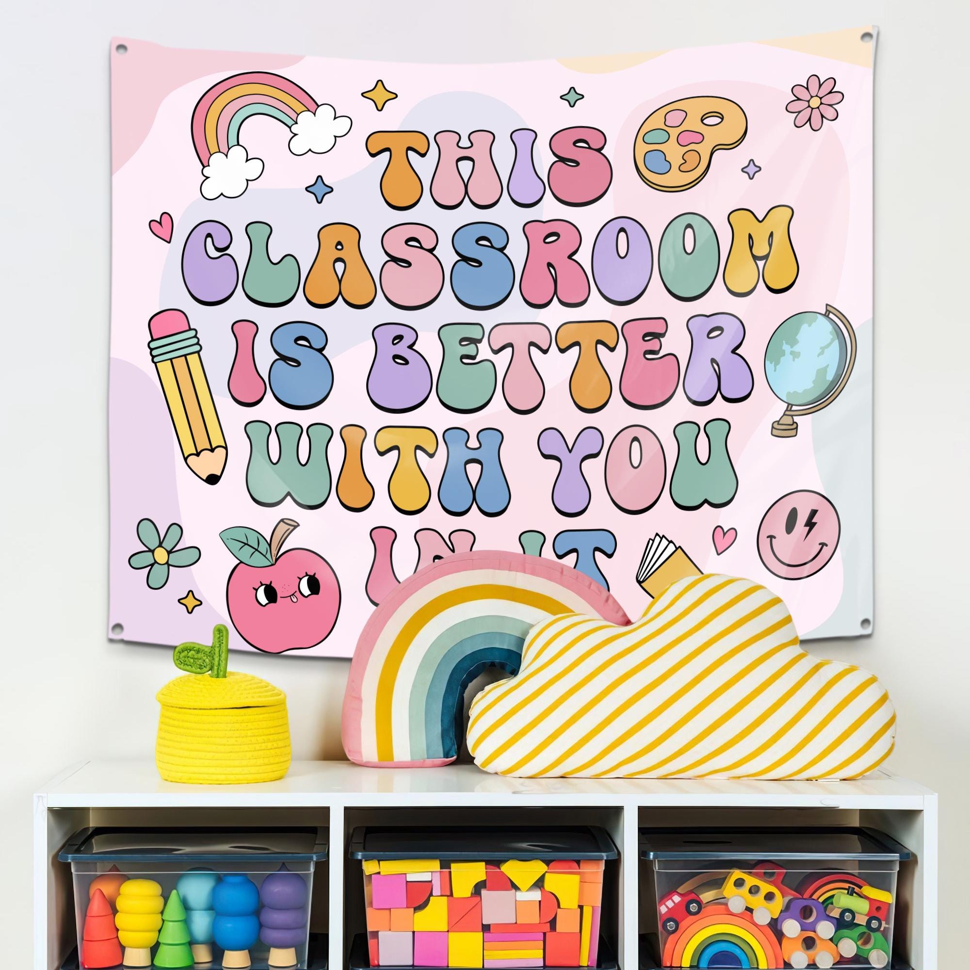 Personalized Teacher Classroom Tapestry, Teacher Gift, Classroom Decor, Custom Teacher Name Tapestry, Welcome to Class Decor,Custom Tapestry TAPES1