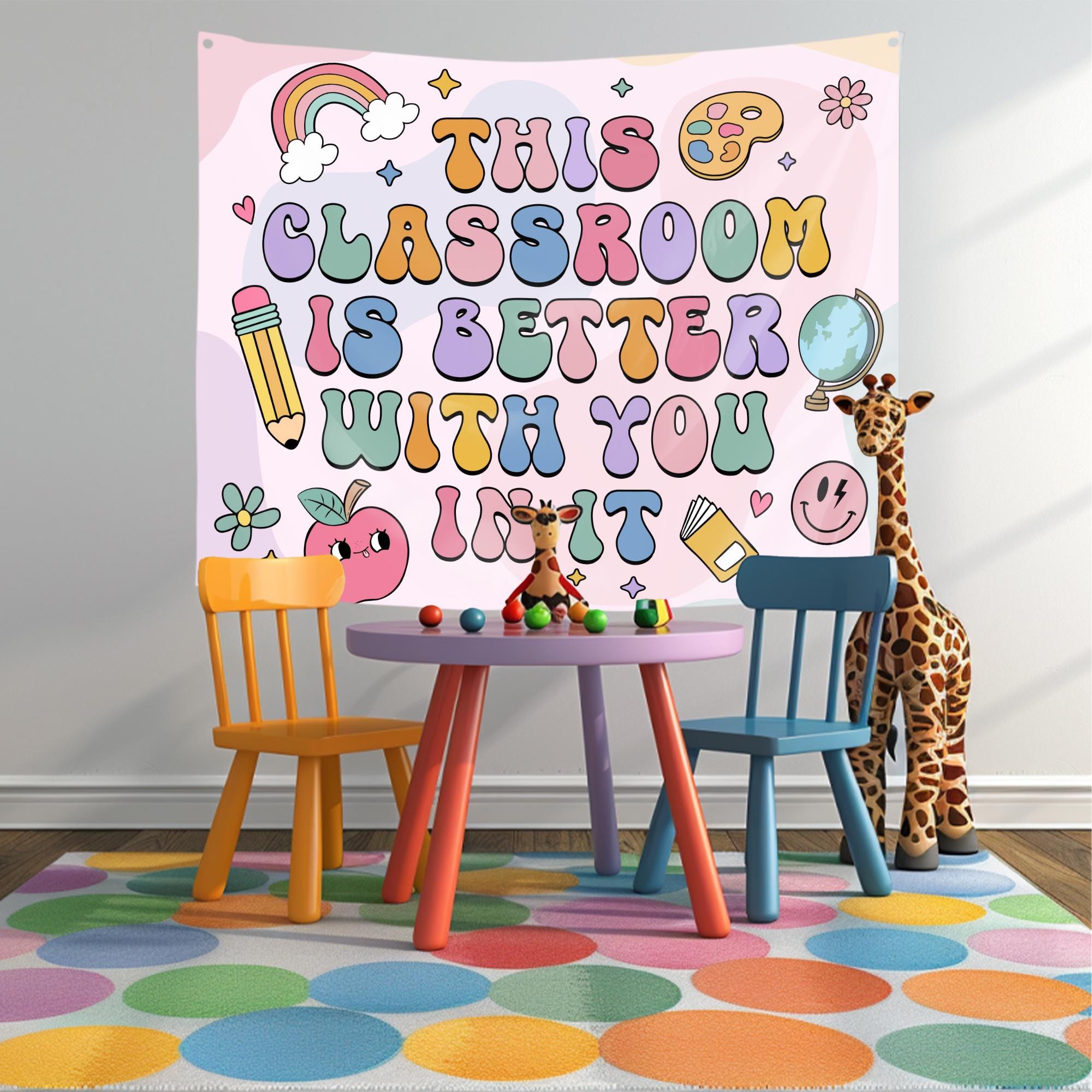 Personalized Teacher Classroom Tapestry, Teacher Gift, Classroom Decor, Custom Teacher Name Tapestry, Welcome to Class Decor,Custom Tapestry TAPES1