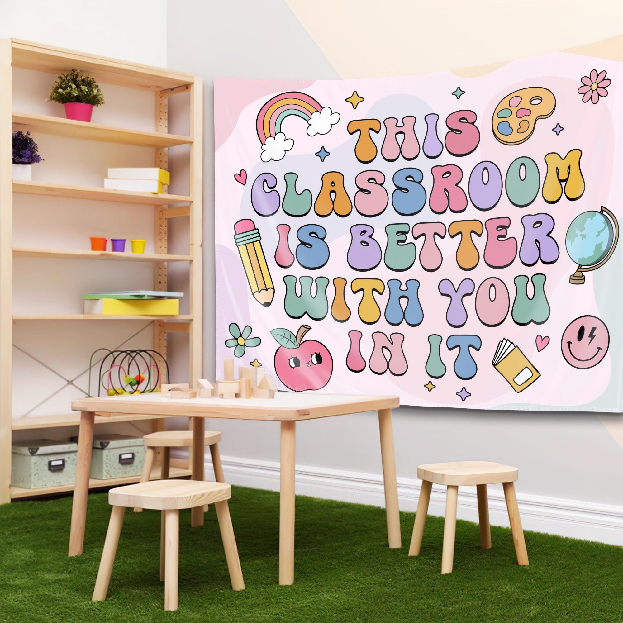 Personalized Teacher Classroom Tapestry, Teacher Gift, Classroom Decor, Custom Teacher Name Tapestry, Welcome to Class Decor,Custom Tapestry TAPES1