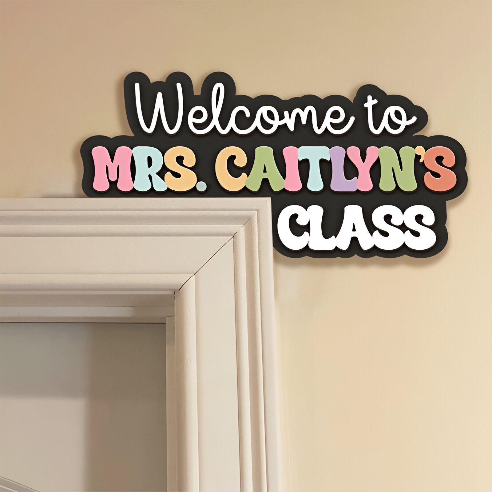 Personalized Teacher door frame sign  classroom name door frame corner sign Dofra