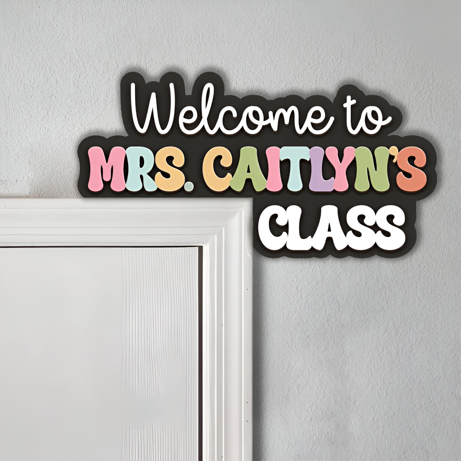 Personalized Teacher door frame sign  classroom name door frame corner sign Dofra