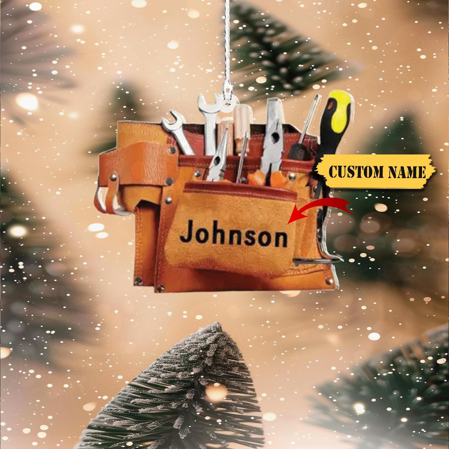 Personalized Tools Belt Bag Ornament, Handyman Christmas Ornament, Christmas Gift For Engineer, Xmas Tree Decor HAOR0711