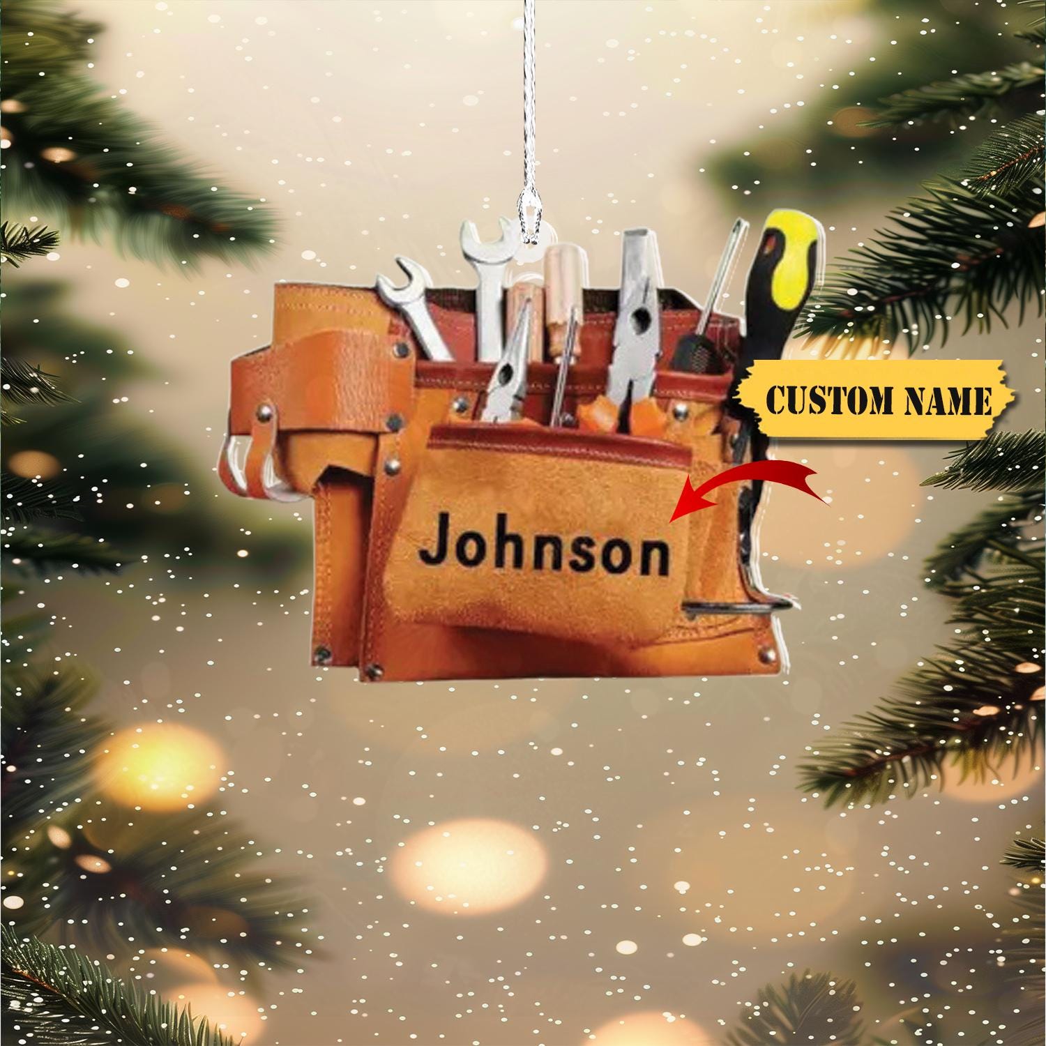 Personalized Tools Belt Bag Ornament, Handyman Christmas Ornament, Christmas Gift For Engineer, Xmas Tree Decor HAOR0711