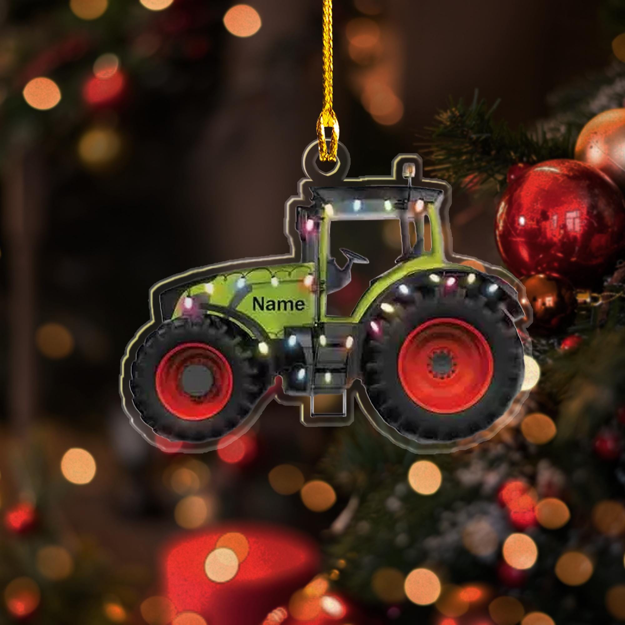 Personalized Tractor Car 2D Flat Ornament, Custom Name Tractor, Personalized Christmas Ornament, Tractor Christmas Ornament, Farmer Ornament ORNO5
