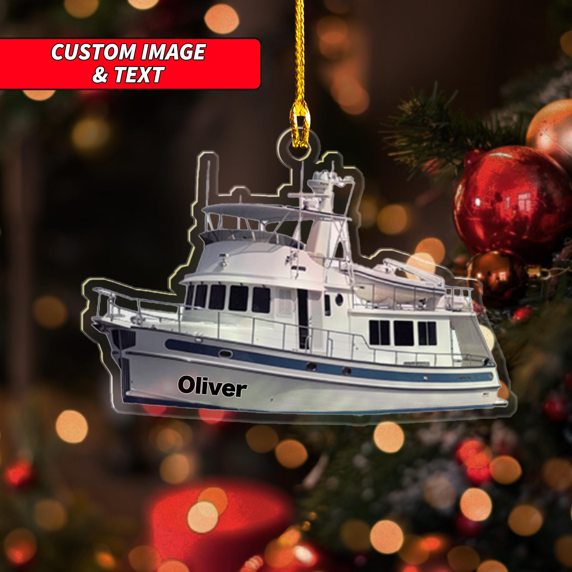 Personalized Trawler Boat Christmas Ornament, 2D Flat Trawler Boat Ornament, Christmas Ornament, Custom Ocean Ornament, Sailing Ornament ORNO5