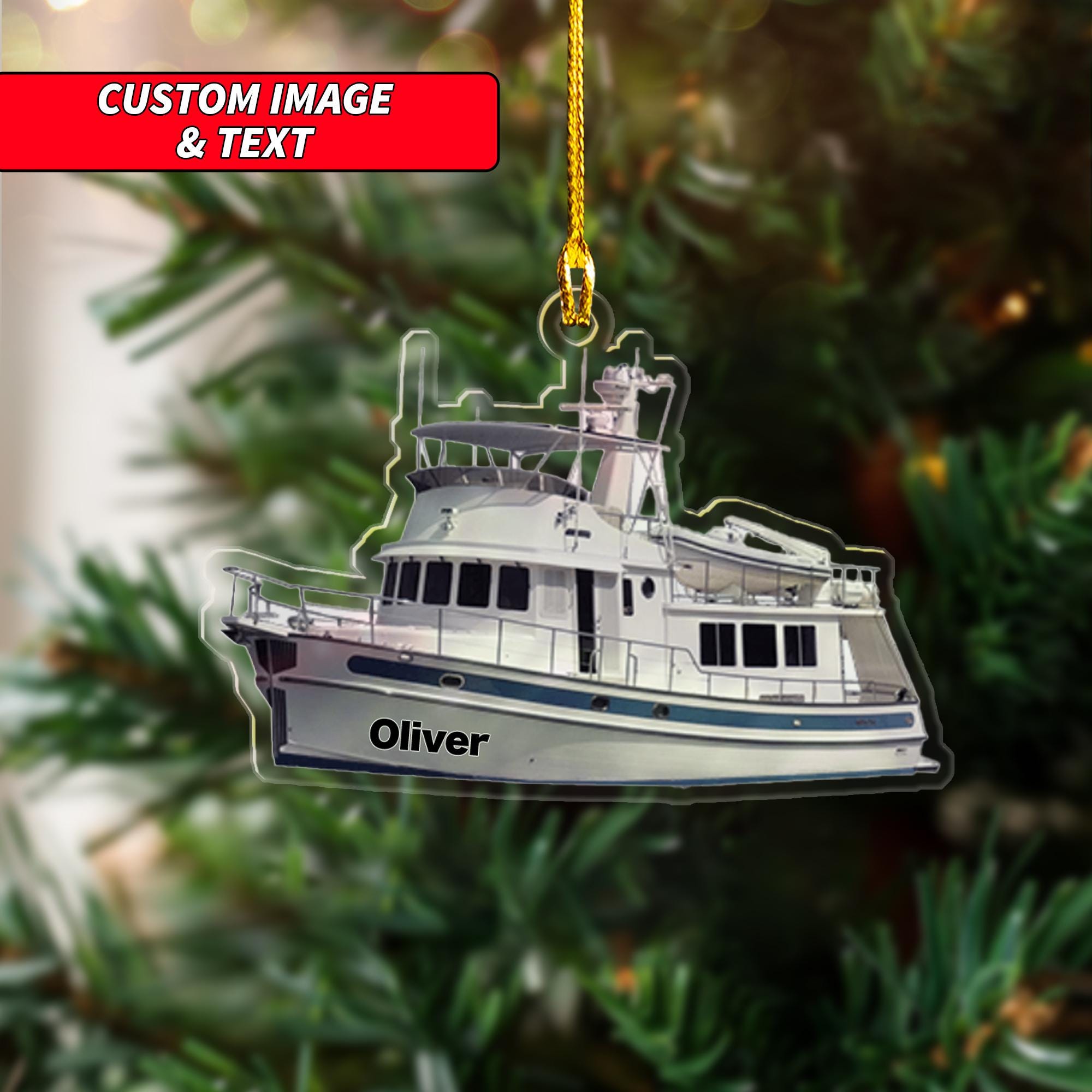 Personalized Trawler Boat Christmas Ornament, 2D Flat Trawler Boat Ornament, Christmas Ornament, Custom Ocean Ornament, Sailing Ornament ORNO5
