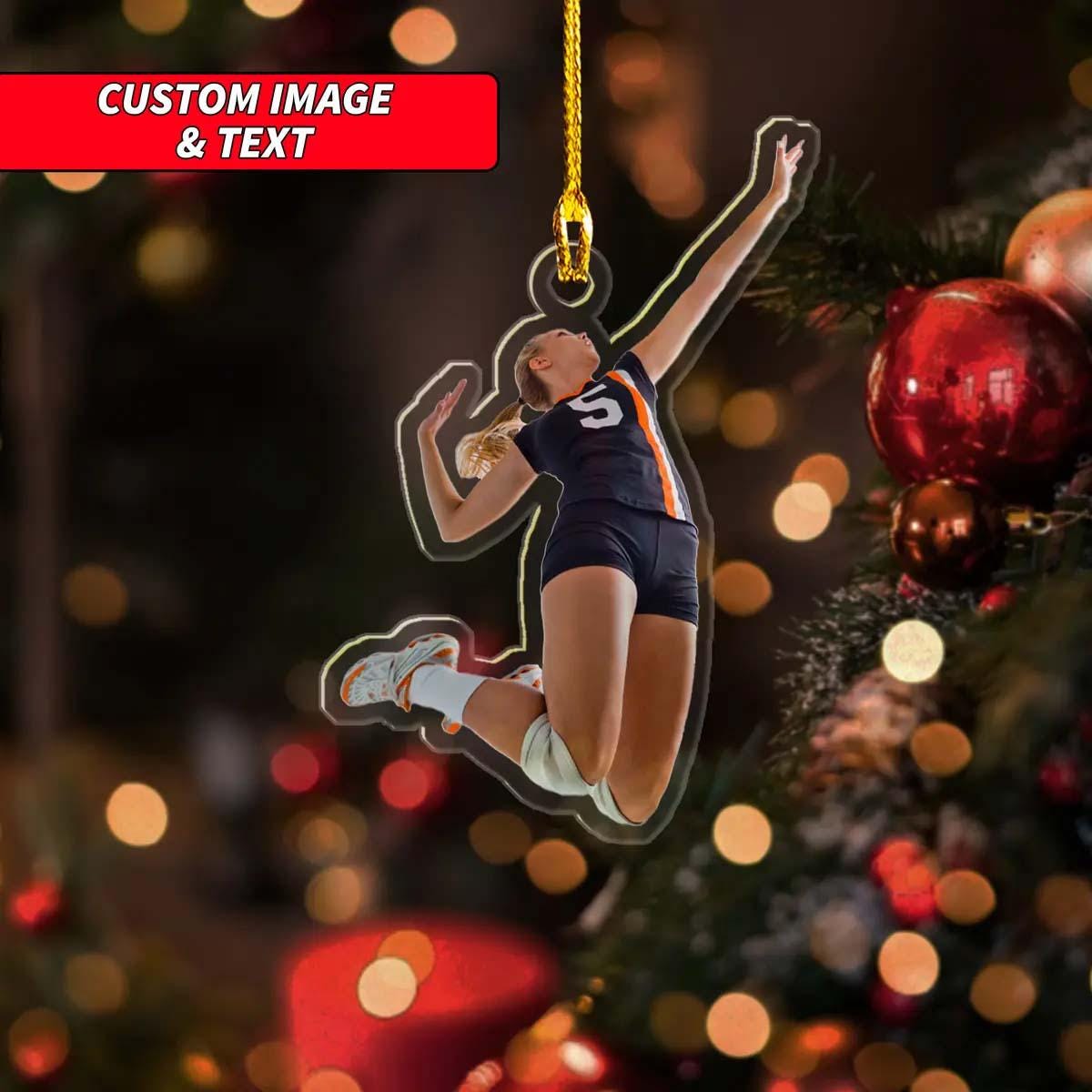 Personalized Volleyball Girl Ornament, 2D Flat Sports Ornament 2024, Custom Volleyball Player Ornament, Volleyball Female Christmas Ornament ORNO5