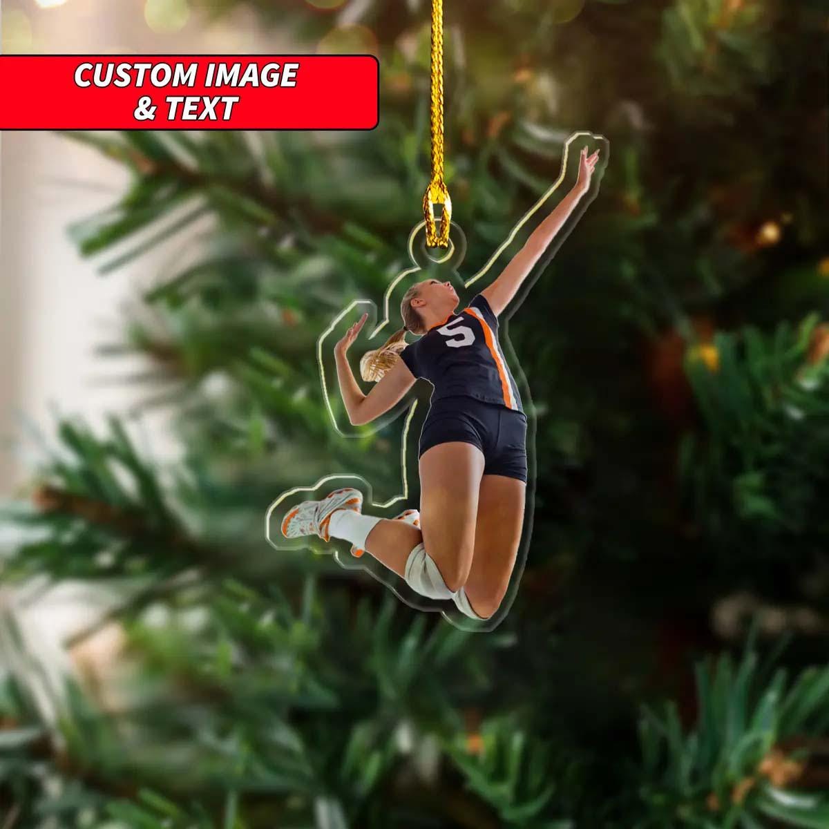 Personalized Volleyball Girl Ornament, 2D Flat Sports Ornament 2024, Custom Volleyball Player Ornament, Volleyball Female Christmas Ornament ORNO5