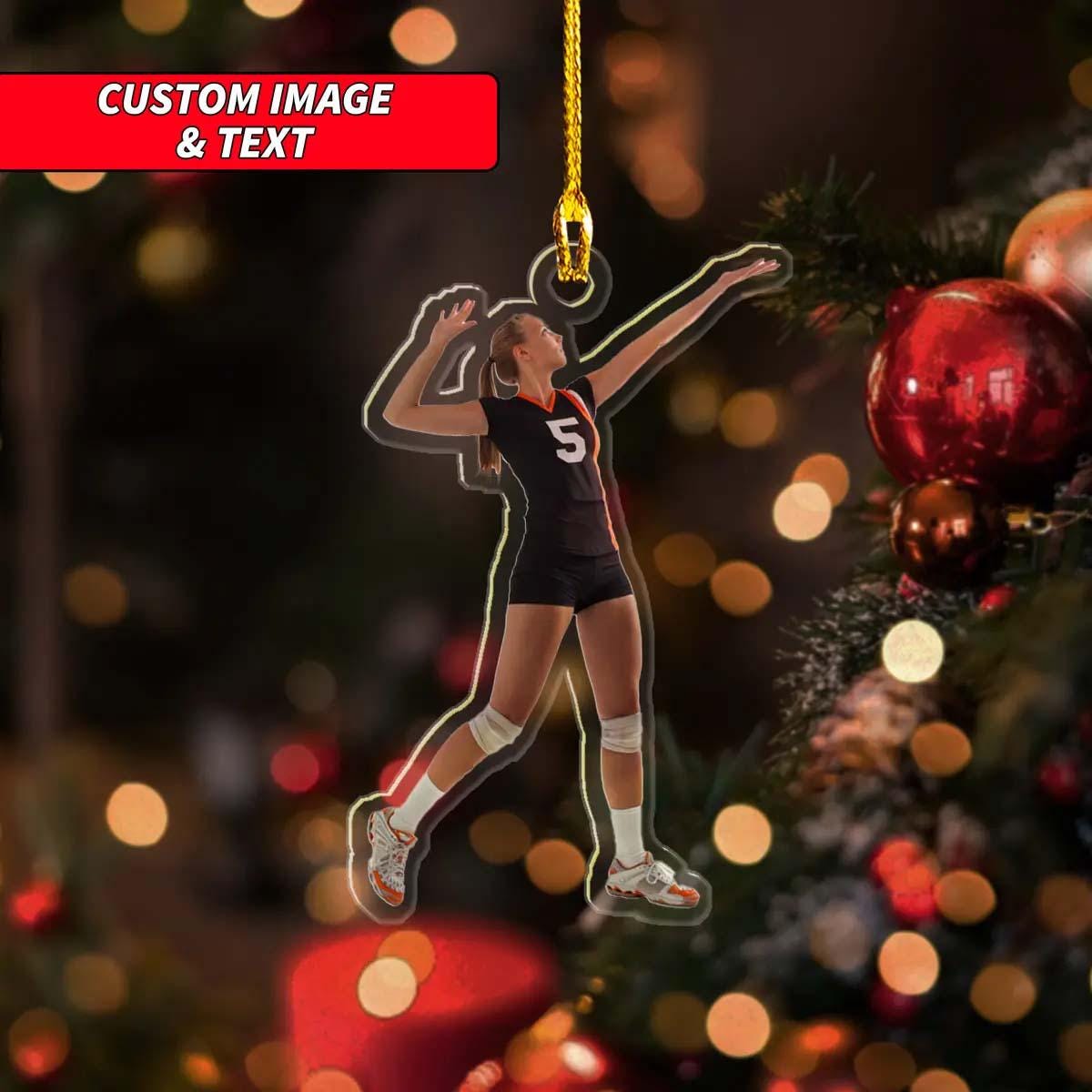 Personalized Volleyball Girl Ornament, Custom Volleyball Player Ornament, Volleyball Female Christmas Ornament, 2D Flat Sports Ornament ORNO5