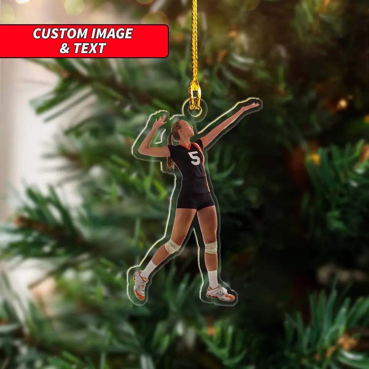 Personalized Volleyball Girl Ornament, Custom Volleyball Player Ornament, Volleyball Female Christmas Ornament, 2D Flat Sports Ornament ORNO5