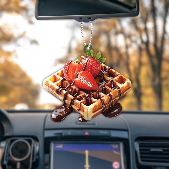 Personalized Waffle Strawberry Christmas Ornament, Strawberry Waffle Breakfast Ornament, Waffle Lover Gift, Food Cake Ornament HAOR0611