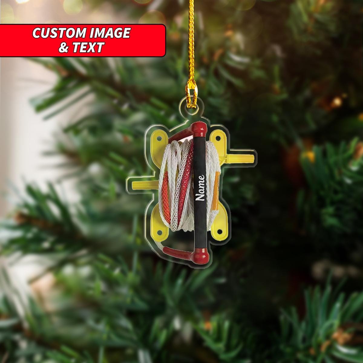 Personalized Wakesurfing Boat Skiing Christmas Ornament, Paddleboarding Christmas Ornament, Custom Name Acrylic Ornament ORNO5