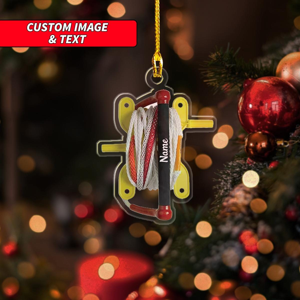 Personalized Wakesurfing Boat Skiing Christmas Ornament, Paddleboarding Christmas Ornament, Custom Name Acrylic Ornament ORNO5