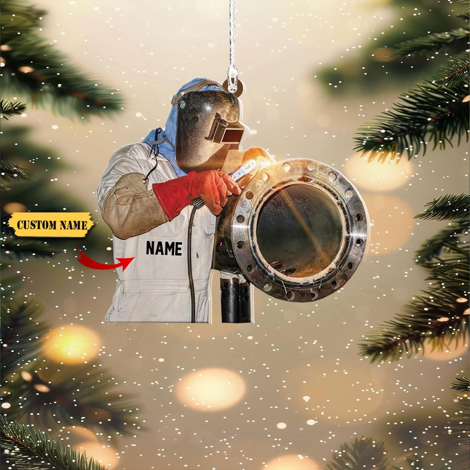 Personalized Welding Ornament, Welder Christmas Ornament, Ironworker Ornament, Gift For Welder, Christmas Ornament Welder Outfit HAOR0711